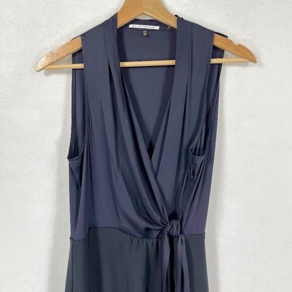 Elie Tahari Blue Surplice Neckline Sleeveless Silk Blend Holiday Party Dress 10 - Picture 2 of 9